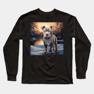 Pit Bull In Winter Long Sleeve T-Shirt